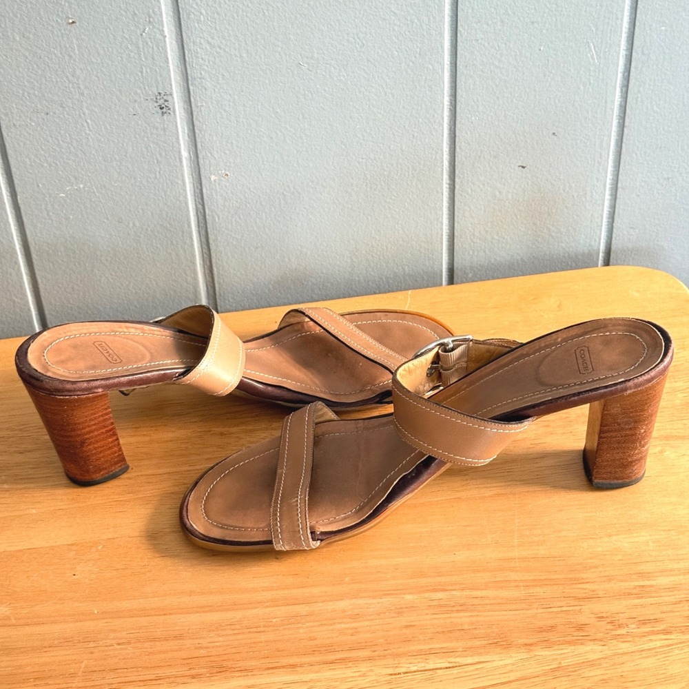 Vintage Coach Leatherware Nicki Nikki Block Heel Sandals Made in Italy Size 8.5B - Picture 8 of 8